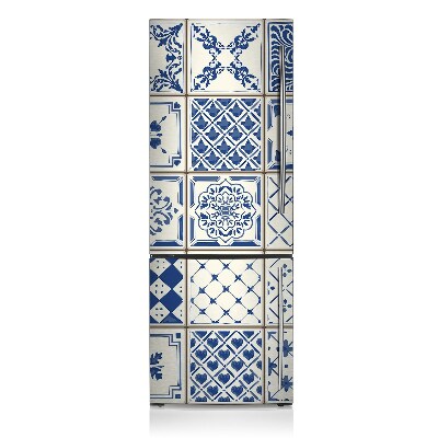 Magnetic refrigerator cover Blue tiles