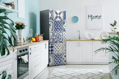 Magnetic refrigerator cover Blue tiles