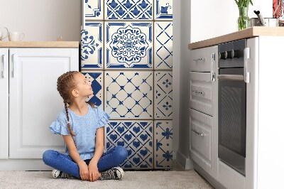 Magnetic refrigerator cover Blue tiles