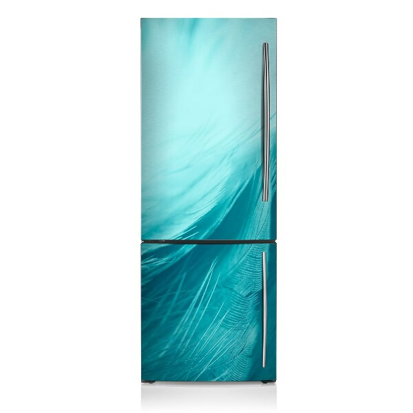 Magnetic refrigerator cover Blue feathers