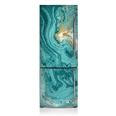 Magnetic refrigerator cover Turquoise marble