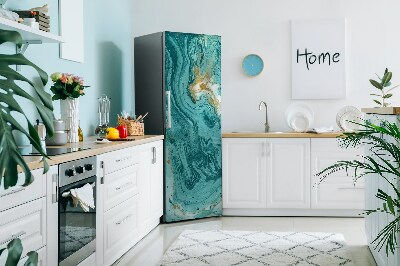 Magnetic refrigerator cover Turquoise marble