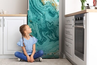 Magnetic refrigerator cover Turquoise marble