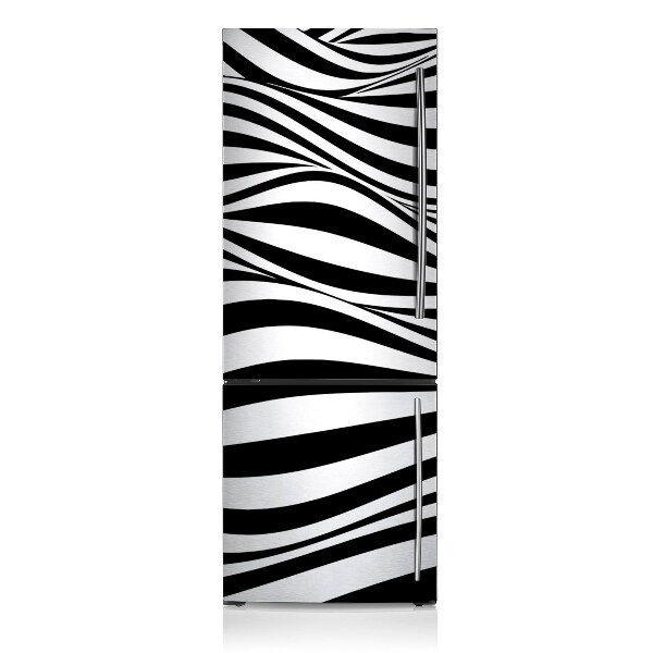 Magnetic refrigerator cover Black and white waves