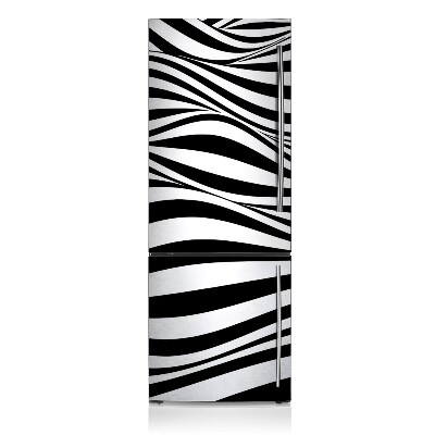 Magnetic refrigerator cover Black and white waves