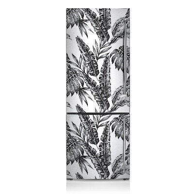 Magnetic refrigerator cover Exotic leaves gray motif