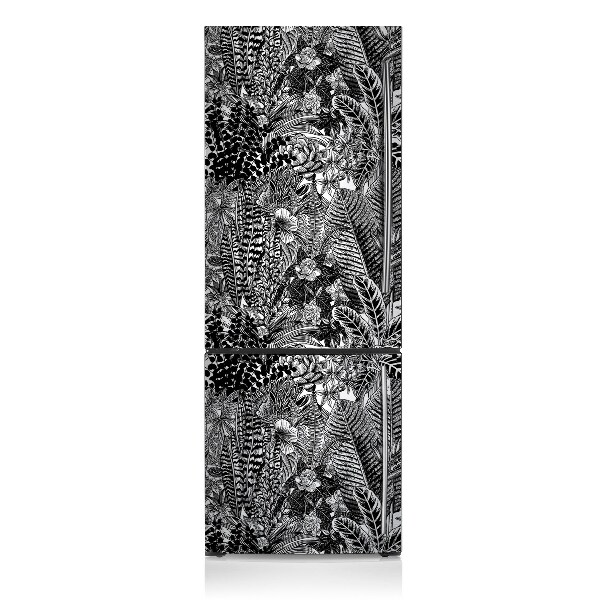 Magnetic refrigerator cover Black and white leaves