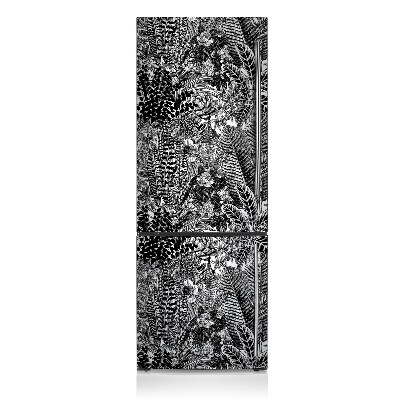 Magnetic refrigerator cover Black and white leaves