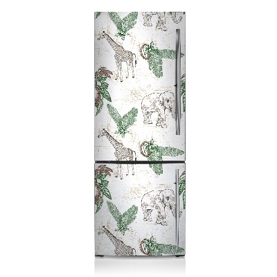 Magnetic refrigerator cover Giraffes and elephants