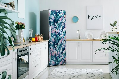 Magnetic refrigerator cover Colorful painted leaves