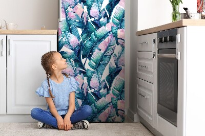 Magnetic refrigerator cover Colorful painted leaves