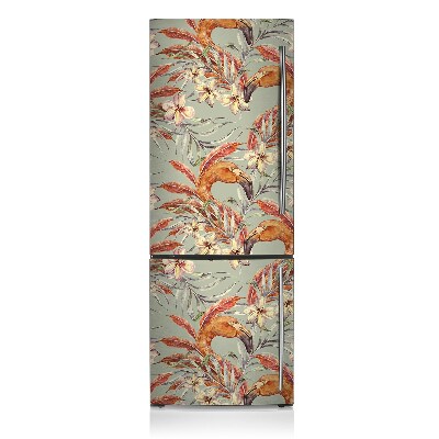 Magnetic refrigerator cover Flamingos retro style