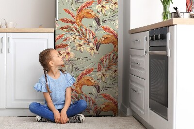 Magnetic refrigerator cover Flamingos retro style