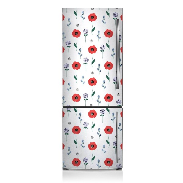 Decoration refrigerator cover Red poppy field