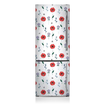 Decoration refrigerator cover Red poppy field