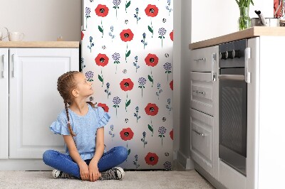 Decoration refrigerator cover Red poppy field