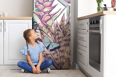 Magnetic refrigerator cover Flowers and butterflies