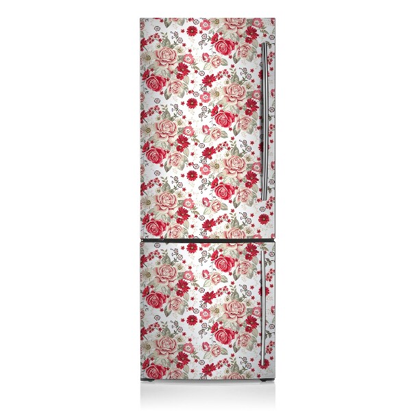 Magnetic refrigerator cover Red flowers