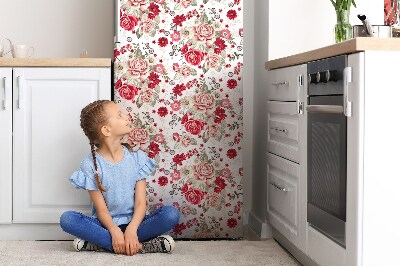 Magnetic refrigerator cover Red flowers