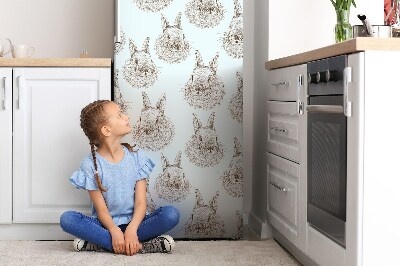 Magnetic refrigerator cover Rabbit flowers