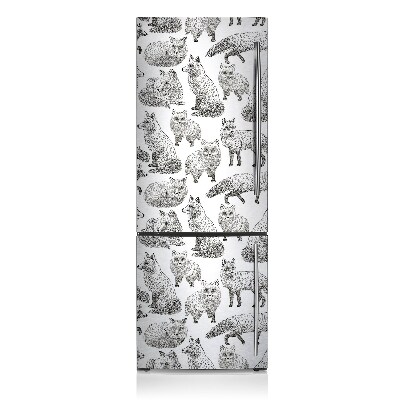 Magnetic refrigerator cover Sketched foxes