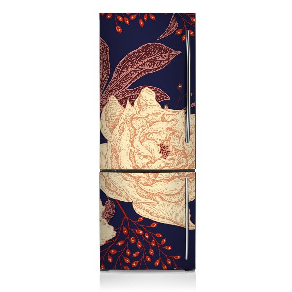 Magnetic refrigerator cover Dark floral pattern