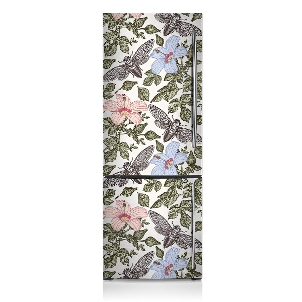 Magnetic refrigerator cover Butterflies and flowers