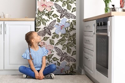 Magnetic refrigerator cover Butterflies and flowers