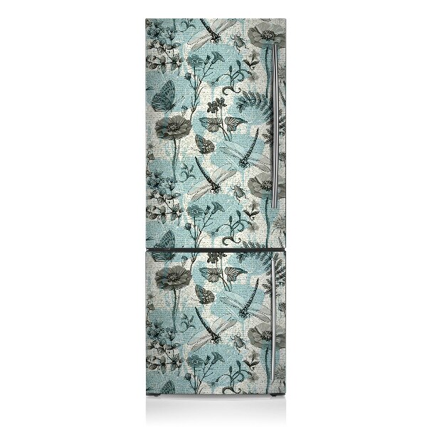 Decoration refrigerator cover Flowers and dragonflies
