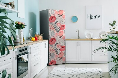 Decoration refrigerator cover Maltese poppies