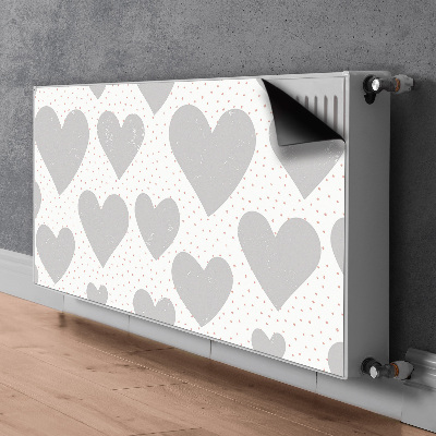 Decorative radiator cover Gray hearts