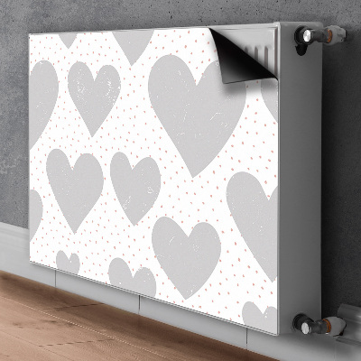 Decorative radiator cover Gray hearts
