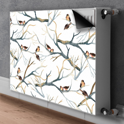 Magnetic radiator mat Sparrows on branches