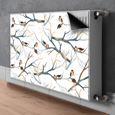 Magnetic radiator mat Sparrows on branches