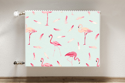 Magnetic radiator mat Flamingos and feathers