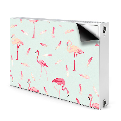 Magnetic radiator mat Flamingos and feathers