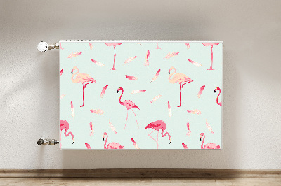 Magnetic radiator mat Flamingos and feathers