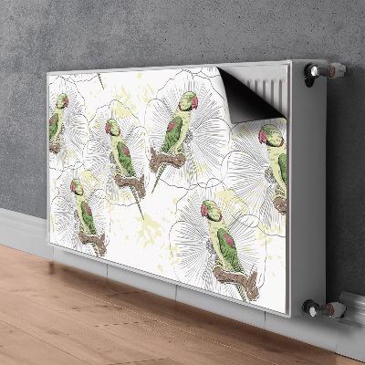 Magnetic radiator mat Green parrots