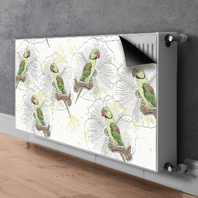 Magnetic radiator mat Green parrots