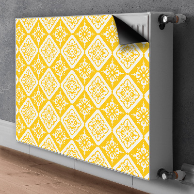 Magnetic radiator mat Yellow white pattern