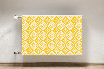 Magnetic radiator mat Yellow white pattern