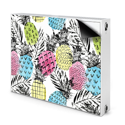 Decorative radiator cover Colorful pineapples