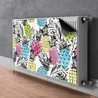 Decorative radiator cover Colorful pineapples