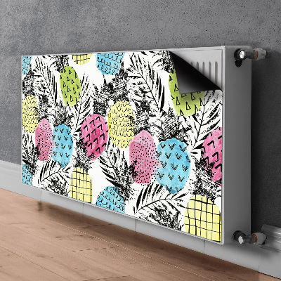 Decorative radiator cover Colorful pineapples