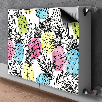 Decorative radiator cover Colorful pineapples