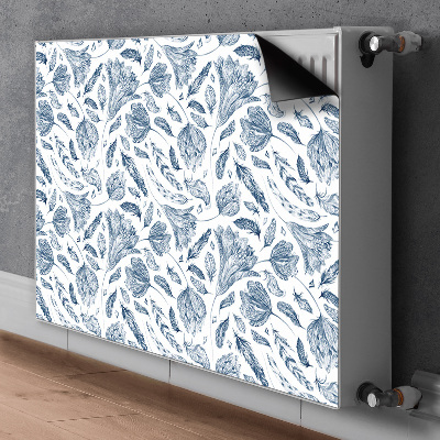 Magnetic radiator cover Blue leaves