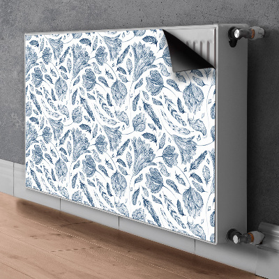 Magnetic radiator cover Blue leaves