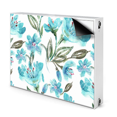 Magnetic radiator mat Turquoise flowers