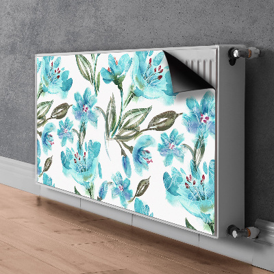 Magnetic radiator mat Turquoise flowers