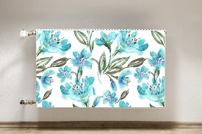 Magnetic radiator mat Turquoise flowers